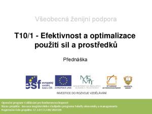 1 - Efektivnost a optimalizace použití sil a prostředků