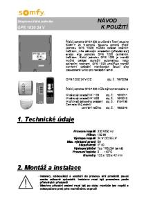 1. Technické údaje. 2. Montáž a instalace NÁVOD K POUŽITÍ GPS V. Skupinová řídící jednotka. GPS V DC obj. č