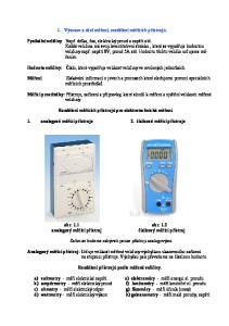 1. Význam a účel měření, rozdělení měřících přístrojů