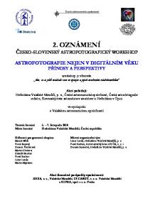 2. OZNÁMENÍ ČESKO-SLOVENSKÝ ASTROFOTOGRAFICKÝ WORKSHOP
