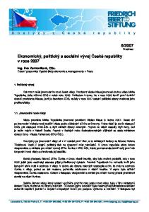 2007 Prosinec. Ekonomický, politický a sociální vývoj České republiky v roce 2007