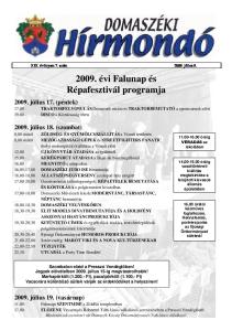 2009. évi Falunap és Répafesztivál programja