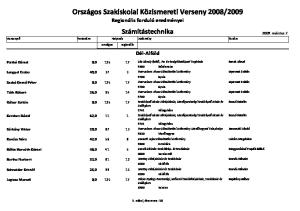 2009 Regionális forduló eredményei