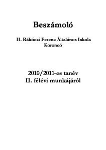 2011-es tanév II. félévi munkájáról