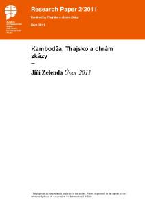 2011. Kambodža, Thajsko a chrám zkázy. Jiří Zelenda Únor 2011