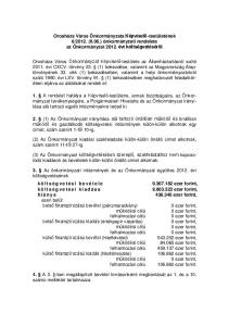 2012. (II.06.) önkormányzati rendelete az Önkormányzat évi költségvetéséről