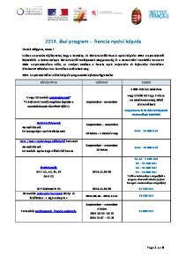 2014. őszi program francia nyelvi képzés