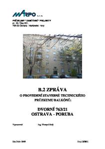 21 OSTRAVA - PORUBA O PROVEDENÍ STAVEBNĚ TECHNICKÉHO PRŮZKUMU BALKÓNŮ: s. r. o