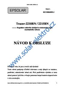 2215RN Regulátor solárního dobíjení se sledováním bodu maximálního výkonu NÁVOD K OBSLUZE