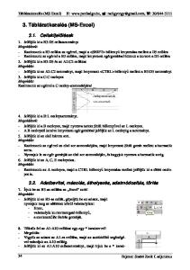 3. Táblázatkezelés (MS-Excel)