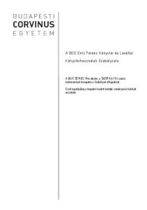 A BCE Entz Ferenc Könyvtár és Levéltár Könyvtárhasználati Szabályzata