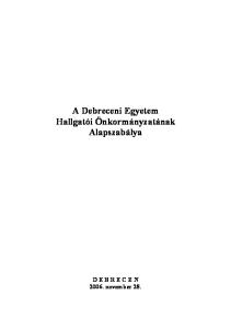 A Debreceni Egyetem Hallgatói Önkormányzatának Alapszabálya