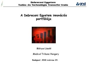 A Debreceni Egyetem innovációs portfóliója