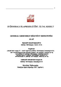 A GENERALI ALAPKEZELİ ZRT. ÁLTAL KEZELT