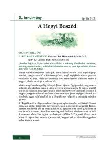 A Hegyi Beszéd. 3. tanulmány. április 9-15