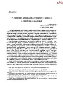 A kalászos gabonák hagyományos aratása a moldvai csángóknál