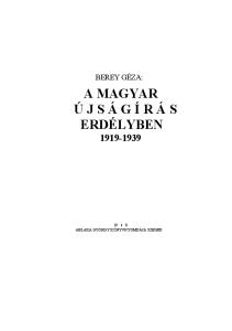 A MAGYAR Ú J S Á G Í R Á S ERDÉLYBEN