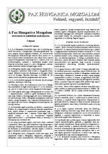 A Pax Hungarica Mozgalom szervezeti és működési szabályzata