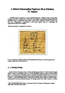 A Rhind Matematikai Papirusz 48-as feladata, IV. fejezet