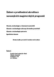 Žádost o prodloužení akreditace navazujících magisterských programů