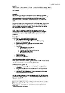 Advies Integrale tarieven medisch specialistische zorg 2015