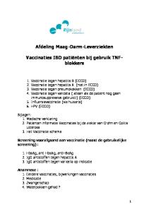 Afdeling Maag-Darm-Leverziekten. Vaccinaties IBD patiënten bij gebruik TNFblokkers