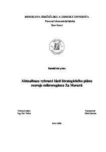 Aktualizace vybrané části Strategického plánu rozvoje mikroregionu Za Moravú