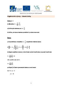 Algebraické výrazy - řešené úlohy