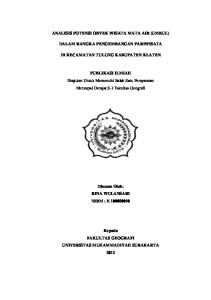 ANALISIS POTENSI OBYEK WISATA MATA AIR (UMBUL) DALAM RANGKA PENGEMBANGAN PARIWISATA DI KECAMATAN TULUNG KABUPATEN KLATEN