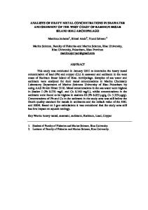 ANALISYS OF HEAVY METAL CONCENTRATIONS IN SEAWATER AND SEDIMENT OF THE WEST COAST OF KARIMUN BESAR ISLAND RIAU ARCHIPELAGO