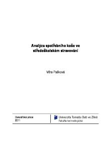 Analýza spotřebního koše ve středoškolském stravování. Věra Pašková