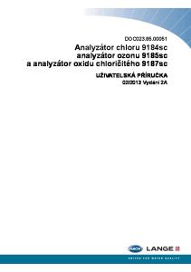 Analyzátor chloru 9184sc analyzátor ozonu 9185sc a analyzátor oxidu chloričitého 9187sc