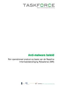 Anti-malware beleid. Een operationeel product op basis van de Baseline Informatiebeveiliging Rijksdienst (BIR)