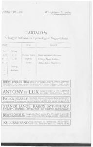 ANTONY E. 's LUX ácsmesterek BUDAPEST TARTALOM STANEK JÁNOS, RÁKOS-SZT-MIHÁLY. KULCS ' A' R SANDOR bronzárú és csillárgyára, BUDAPEST,