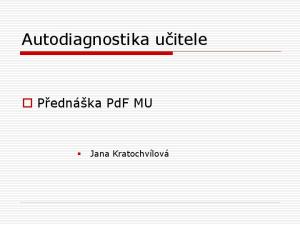 Autodiagnostika učitele