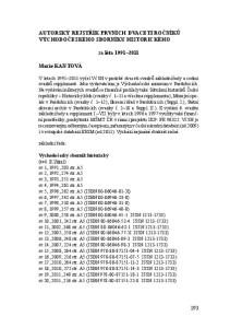Autorský rejstřík prvních dvaceti ročníků Východočeského sborníku historického. za léta