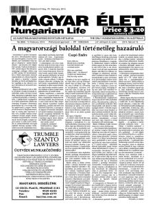 AZ AUSZTRÁLIAI MAGYARSÁG EGYETLEN HETILAPJA * THE ONLY HUNGARIAN WEEKLY IN AUSTRALIA