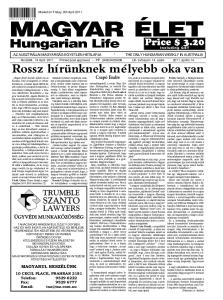 AZ AUSZTRÁLIAI MAGYARSÁG EGYETLEN HETILAPJA * THE ONLY HUNGARIAN WEEKLY IN AUSTRALIA