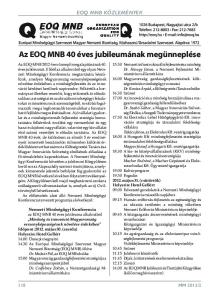 Az EOQ MNB 40 éves jubileumának megünneplése