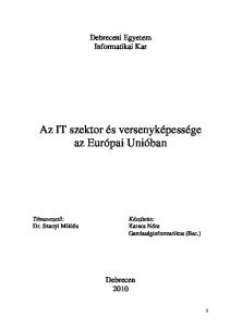 Az IT szektor és versenyképessége az Európai Unióban