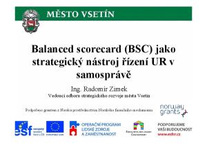 Balanced scorecard (BSC) jako strategický nástroj řízení UR v samosprávě