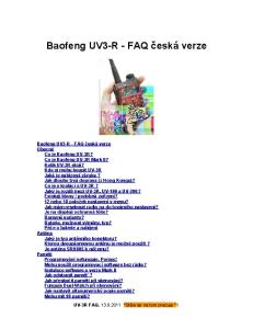 Baofeng UV3-R - FAQ česká verze