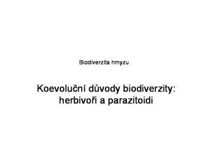 Biodiverzita hmyzu. Koevoluční důvody biodiverzity: herbivoři a parazitoidi