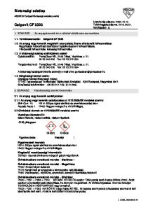 Biztonsági adatlap. Calgonit CF Létrehozás dátuma: Felülvizsgálat dátuma: Verziószám: 9