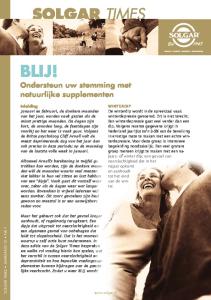 BLIJ! solgar TIMES. Ondersteun uw stemming met natuurlijke supplementen