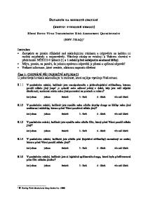 Blood Borne Virus Transmission Risk Assessment Questionnaire (BBV-TRAQ) 1