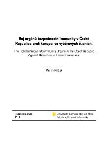 Boj orgánů bezpečnostní komunity v České Republice proti korupci ve výběrových řízeních