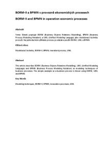 BORM-II a BPMN v provozně ekonomických procesech BORM-II and BPMN in operation economic processes