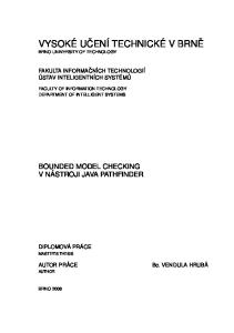 BOUNDED MODEL CHECKING V NÁSTROJI JAVA PATHFINDER