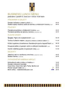 BUSINESS LUNCH MENU podáváme v pondělí 9. února od 11:30 do 14:30 hodin